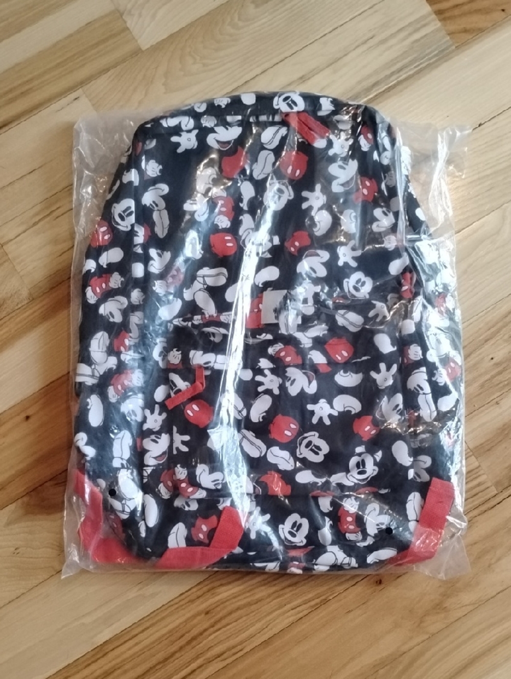 Disney Black Backpack with White Mickey Print and Red Accents Walt Backpack Bag